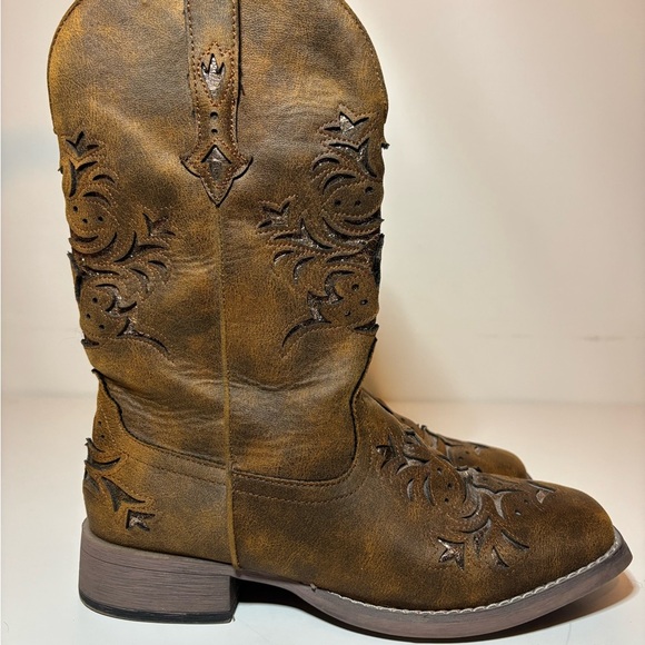 Roper Women's Sz 8 Kennedy Western Boot Broad Square Toe 09-021-1903-2583 Brown - Picture 2 of 8